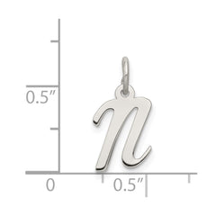 Sterling Silver Rhodium-plated Script Letter N Initial Charm QC5080N