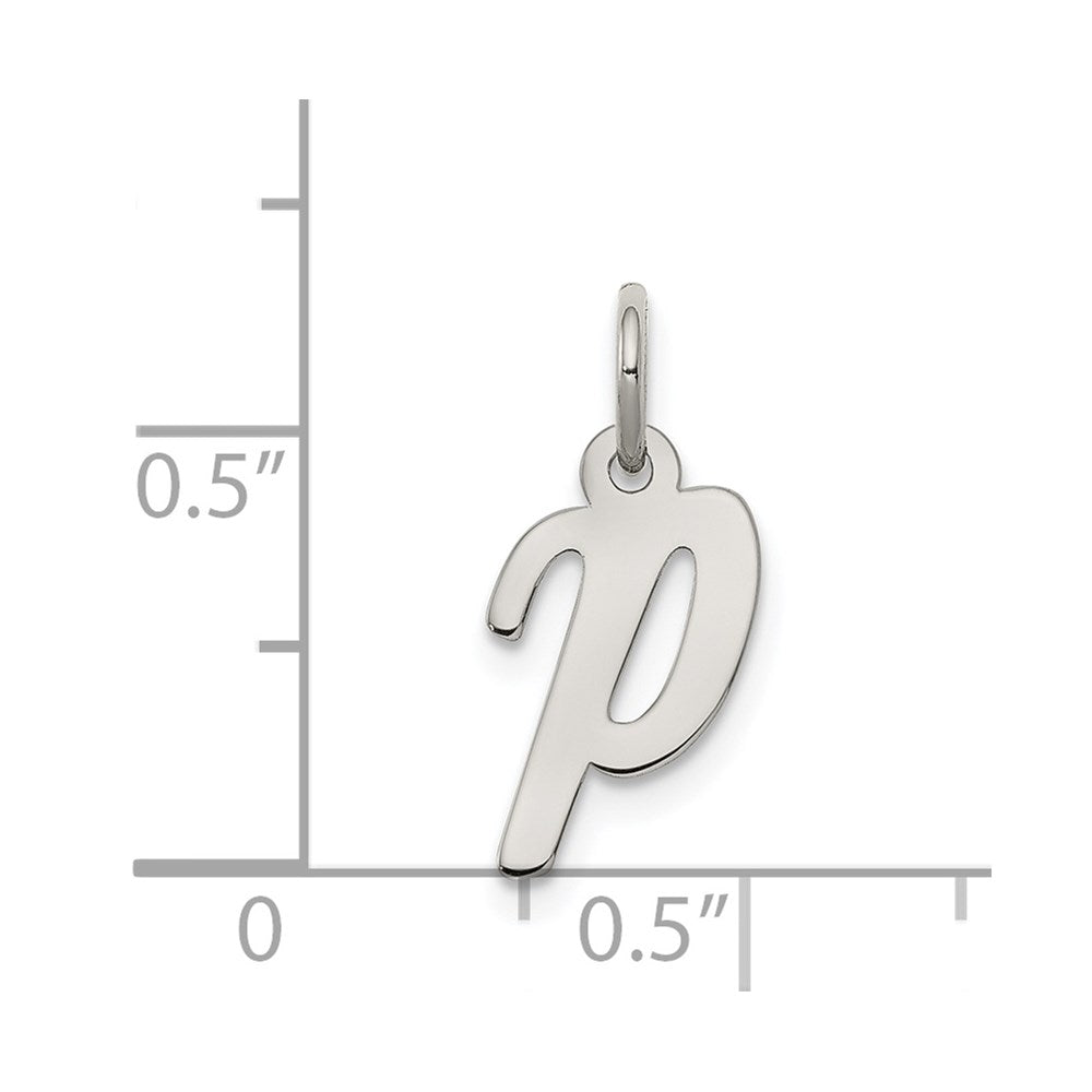 Sterling Silver Rhodium-plated Script Letter P Initial Charm QC5080P