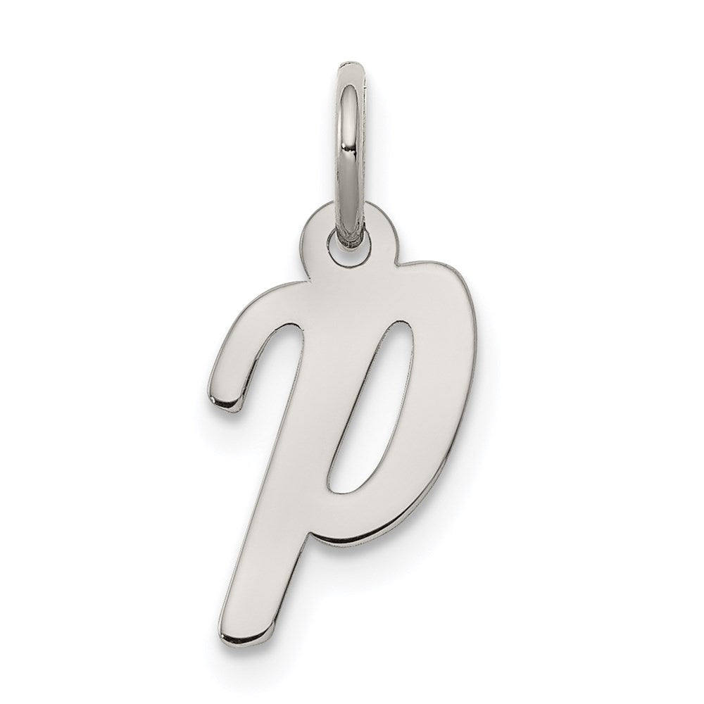 Sterling Silver Rhodium-plated Script Letter P Initial Charm QC5080P