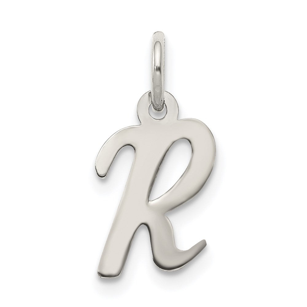 Sterling Silver Rhodium-plated Script Letter R Initial Charm QC5080R