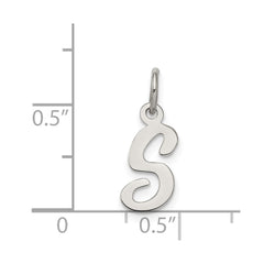 Sterling Silver Rhodium-plated Script Letter S Initial Charm QC5080S