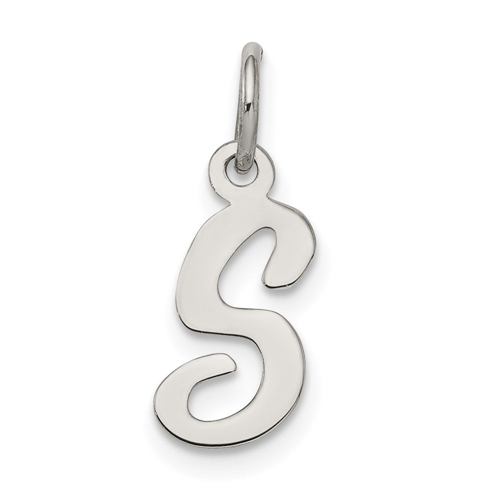 Sterling Silver Rhodium-plated Script Letter S Initial Charm QC5080S