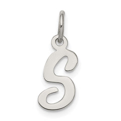 Sterling Silver Rhodium-plated Script Letter S Initial Charm QC5080S