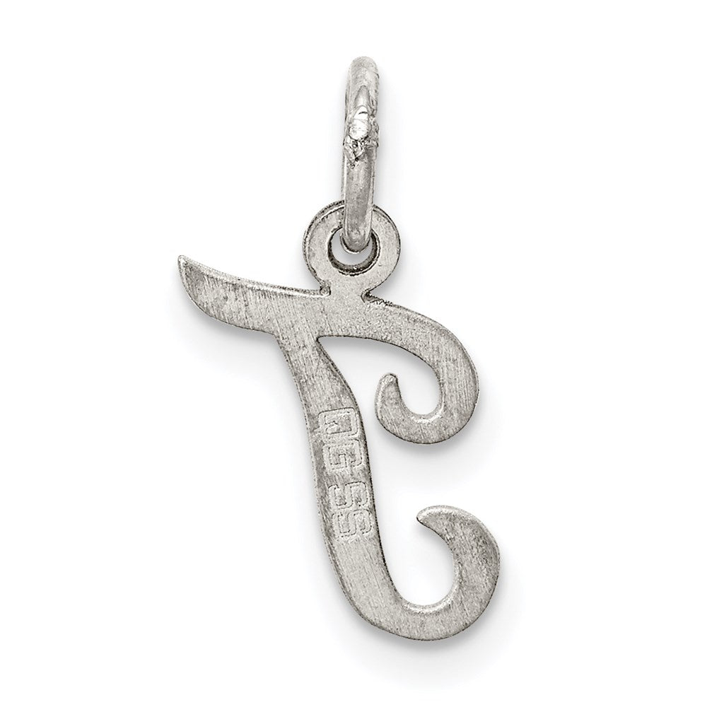 Sterling Silver Rhodium-plated Script Letter T Initial Charm QC5080T