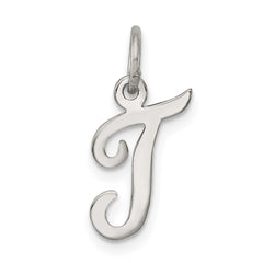 Sterling Silver Rhodium-plated Script Letter T Initial Charm QC5080T