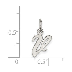 Sterling Silver Rhodium-plated Script Letter V Initial Charm QC5080V