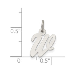 Sterling Silver Rhodium-plated Script Letter W Initial Charm QC5080W