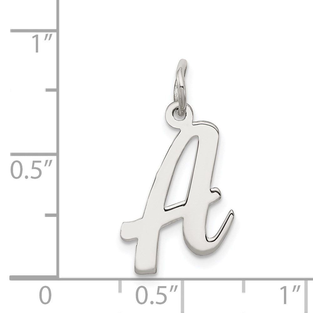 Sterling Silver Rhodium-plated Script Letter A Initial Charm QC5082A