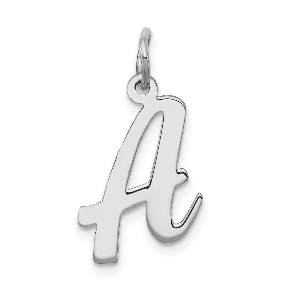 Sterling Silver Rhodium-plated Script Letter A Initial Charm QC5082A