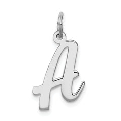 Sterling Silver Rhodium-plated Script Letter A Initial Charm QC5082A