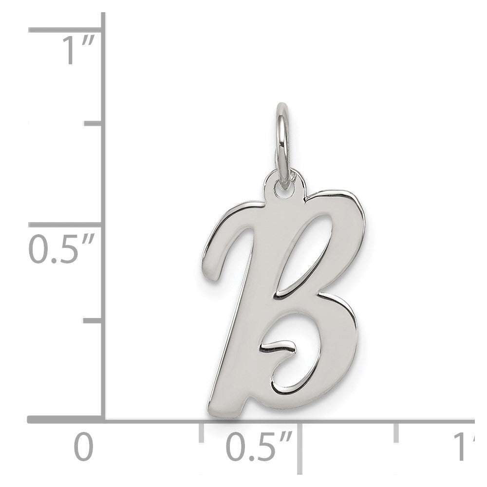 Sterling Silver Rhodium-plated Script Letter B Initial Charm QC5082B