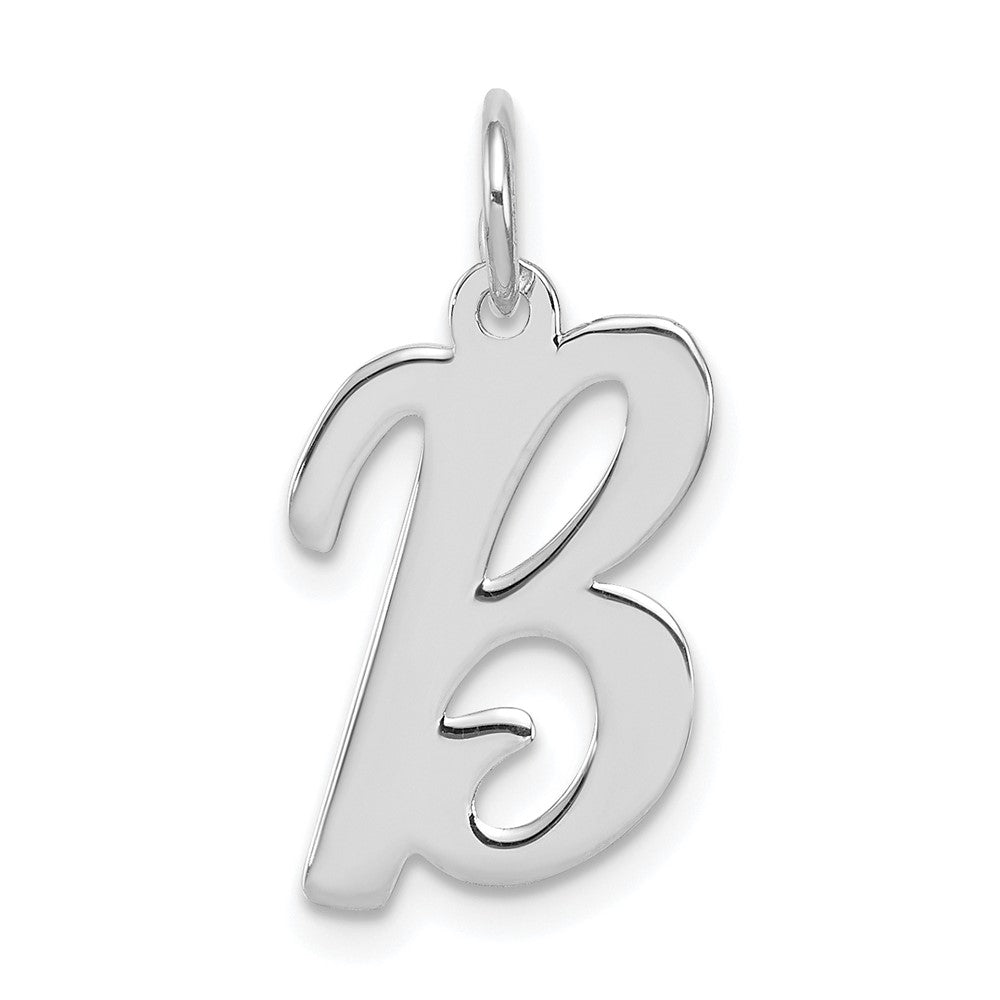 Sterling Silver Rhodium-plated Script Letter B Initial Charm QC5082B