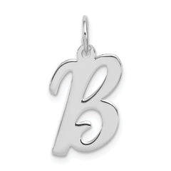Sterling Silver Rhodium-plated Script Letter B Initial Charm QC5082B
