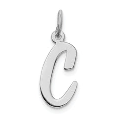 Sterling Silver Rhodium-plated Script Letter C Initial Charm QC5082C