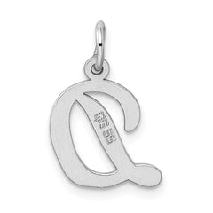 Sterling Silver Rhodium-plated Script Letter D Initial Charm QC5082D