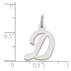 Sterling Silver Rhodium-plated Script Letter D Initial Charm QC5082D