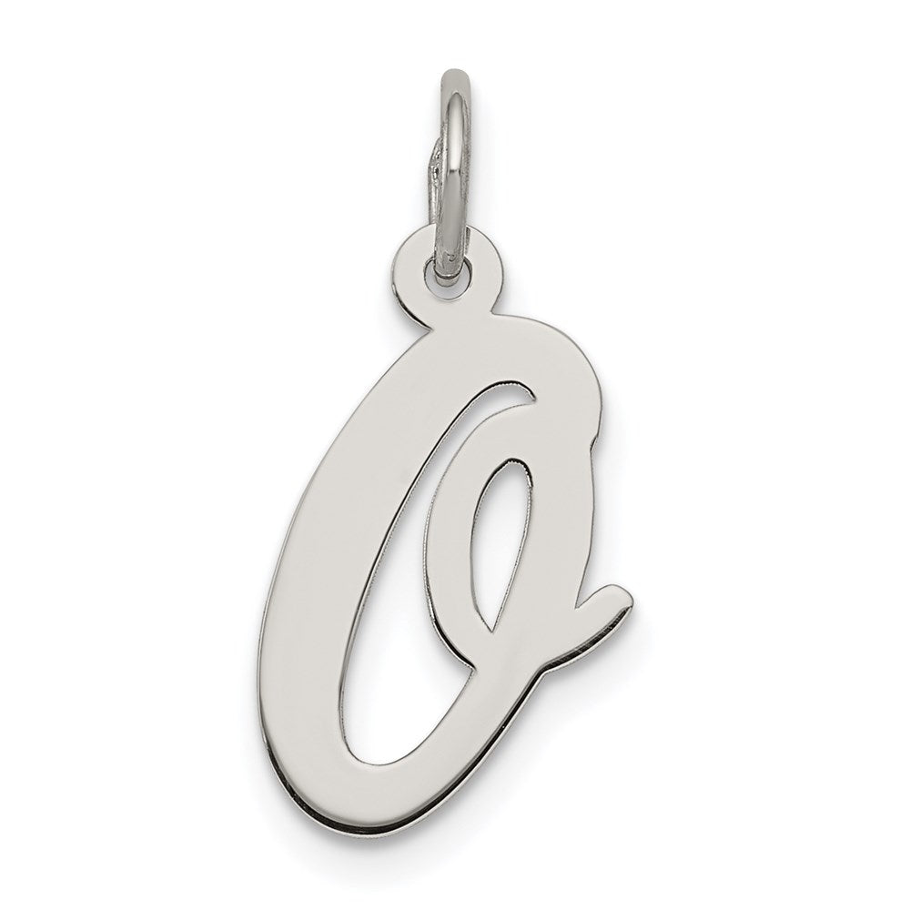 Sterling Silver Rhodium-plated Script Letter O Initial Charm QC5082O