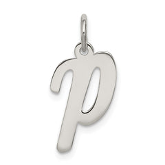 Sterling Silver Rhodium-plated Script Letter P Initial Charm QC5082P