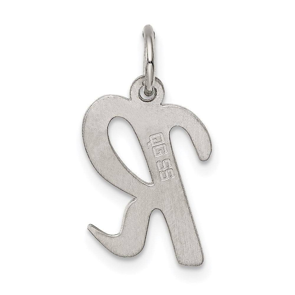 Sterling Silver Rhodium-plated Script Letter R Initial Charm QC5082R