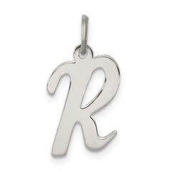 Sterling Silver Rhodium-plated Script Letter R Initial Charm QC5082R