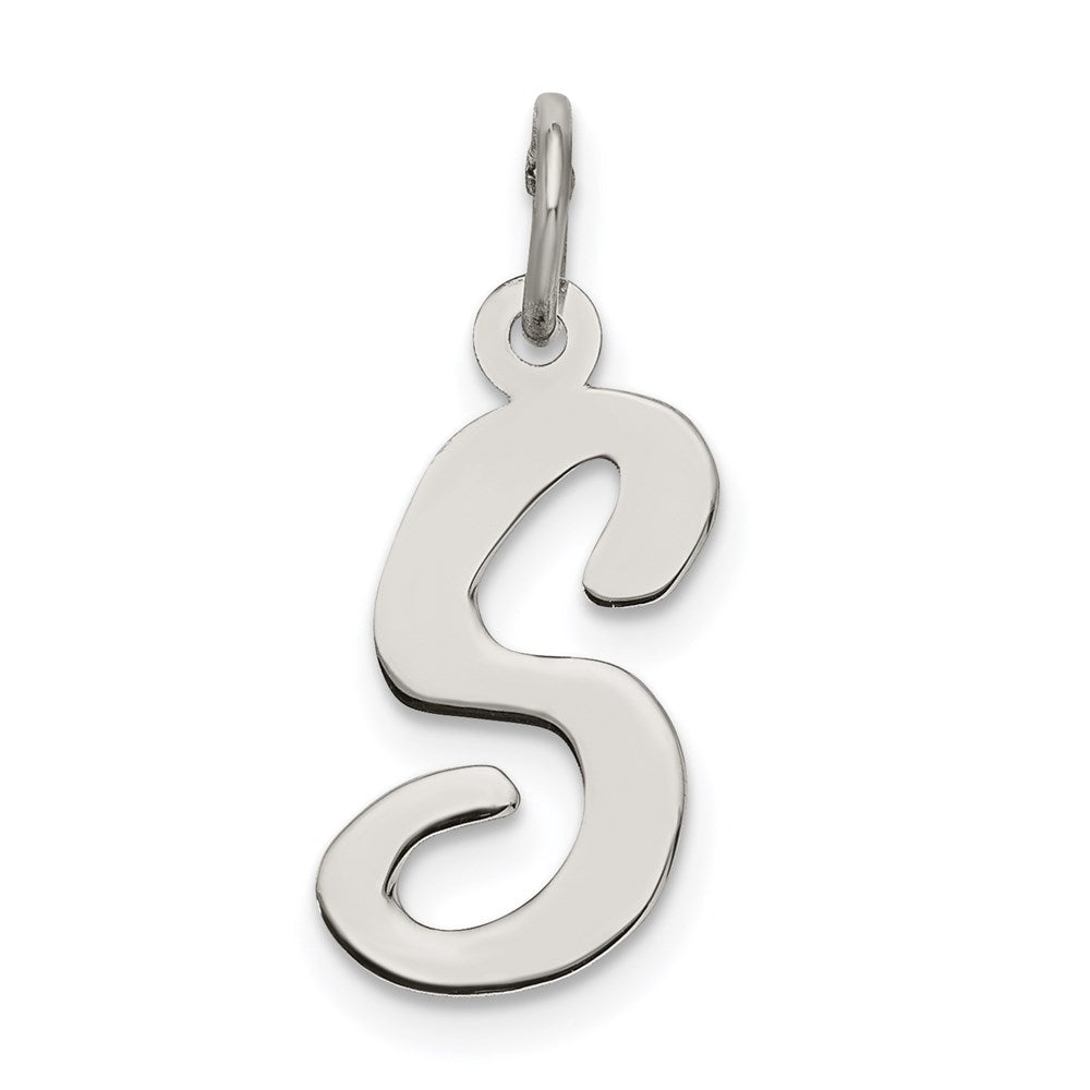 Sterling Silver Rhodium-plated Script Letter S Initial Charm QC5082S