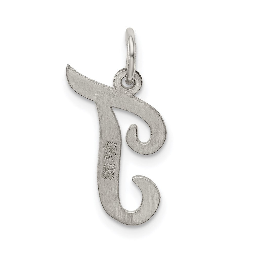 Sterling Silver Rhodium-plated Script Letter T Initial Charm QC5082T