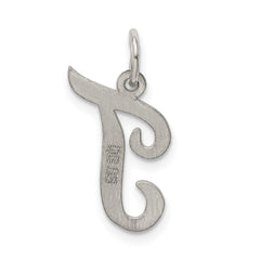 Sterling Silver Rhodium-plated Script Letter T Initial Charm QC5082T
