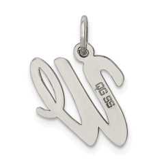 Sterling Silver Rhodium-plated Script Letter W Initial Charm QC5082W