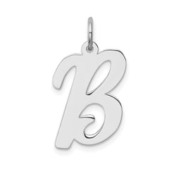 Sterling Silver Rhodium-plated Script Letter B Initial Charm QC5084B