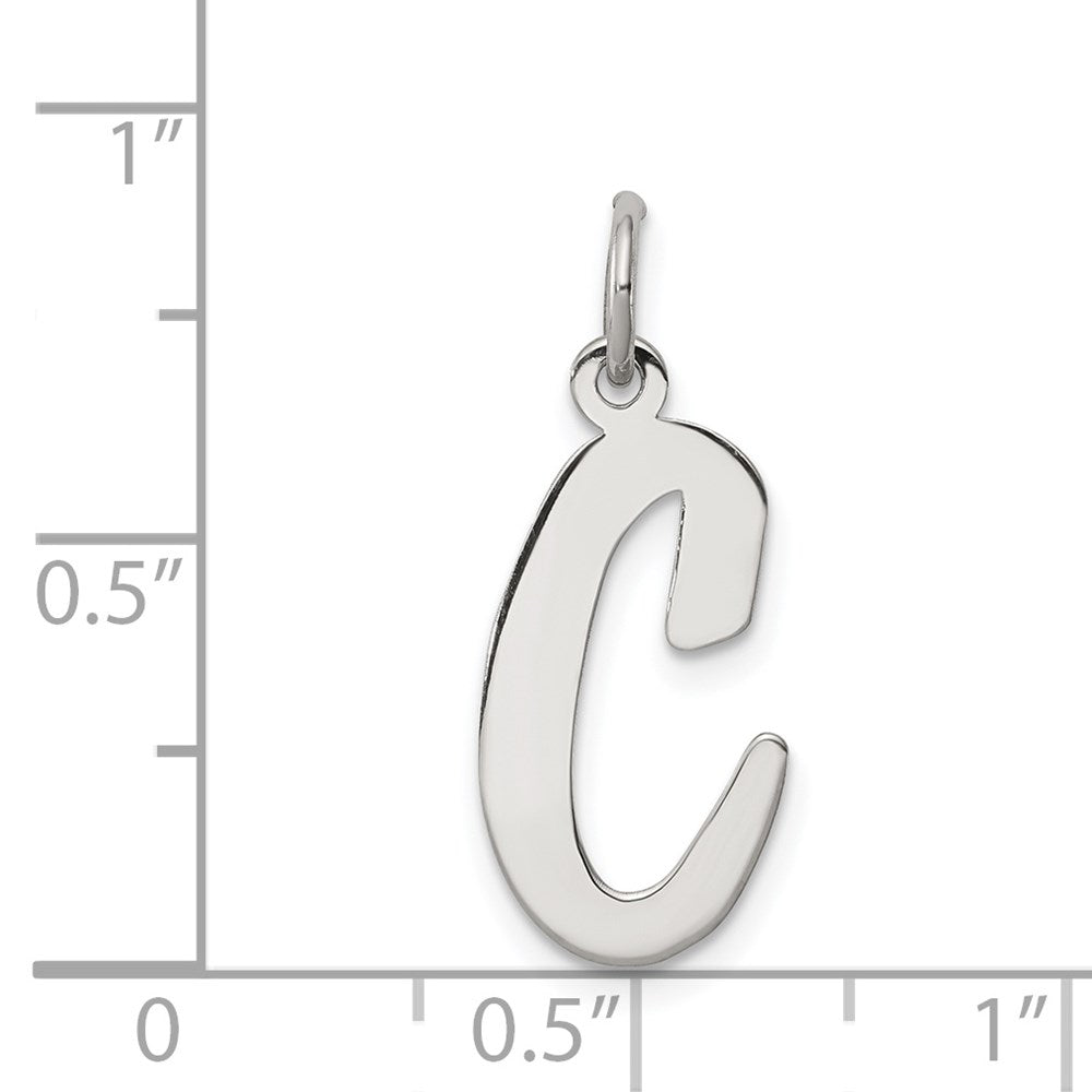 Sterling Silver Rhodium-plated Script Letter C Initial Charm QC5084C