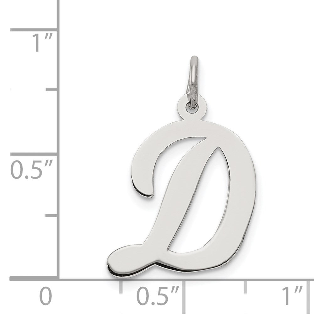 Sterling Silver Rhodium-plated Script Letter D Initial Charm QC5084D