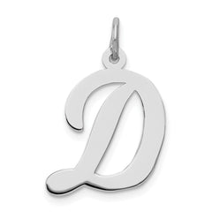 Sterling Silver Rhodium-plated Script Letter D Initial Charm QC5084D