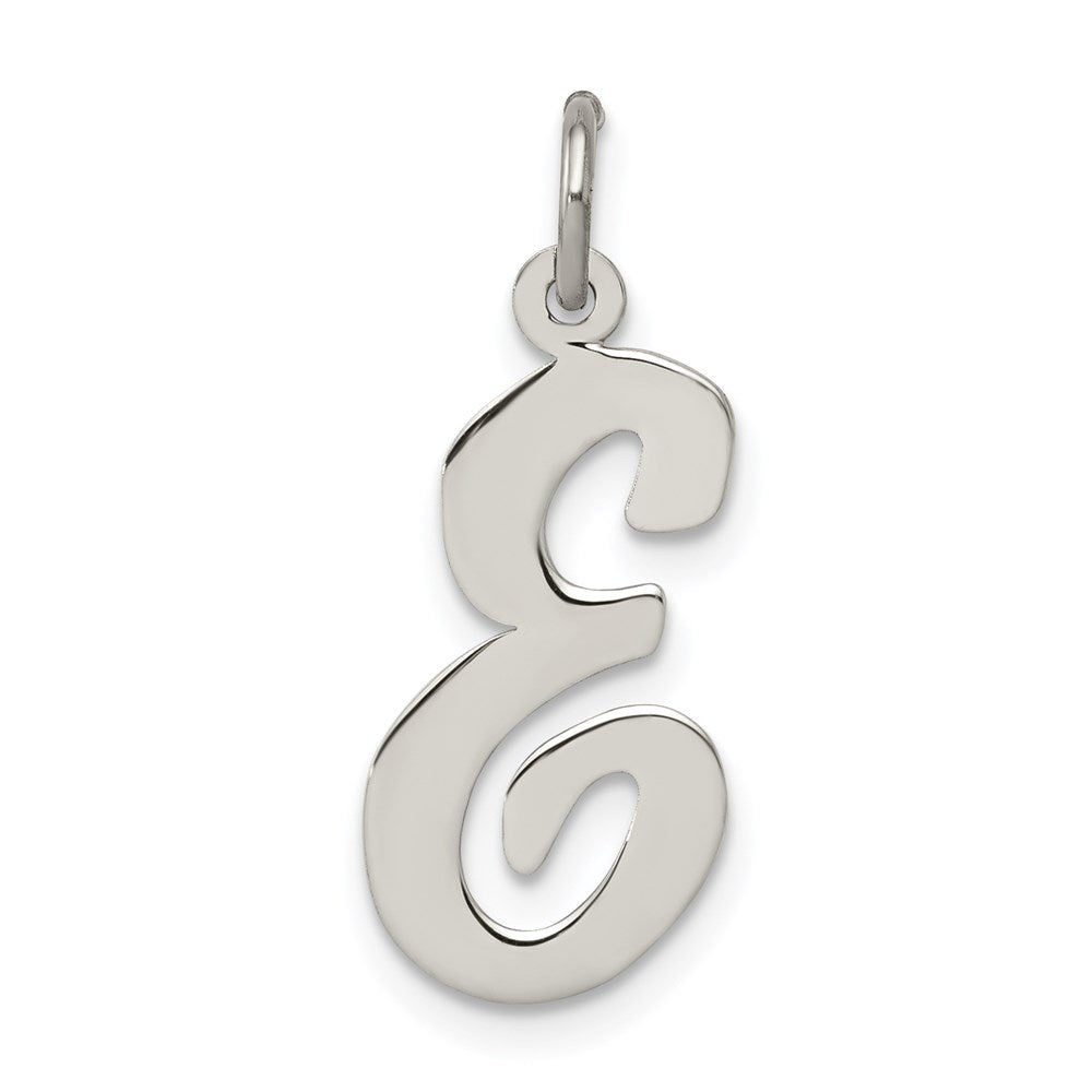 Sterling Silver Rhodium-plated Script Letter E Initial Charm QC5084E
