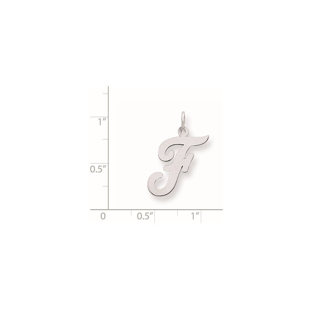Sterling Silver Rhodium-plated Script Letter F Initial Charm QC5084F