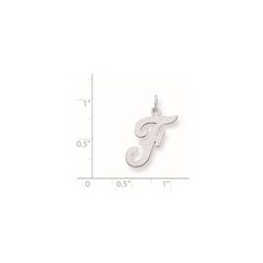 Sterling Silver Rhodium-plated Script Letter F Initial Charm QC5084F