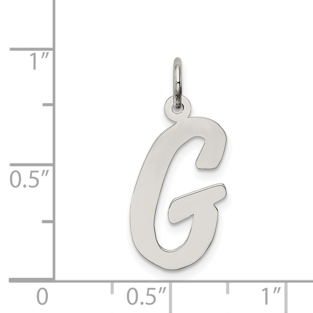 Sterling Silver Rhodium-plated Script Letter G Initial Charm QC5084G