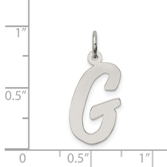 Sterling Silver Rhodium-plated Script Letter G Initial Charm QC5084G