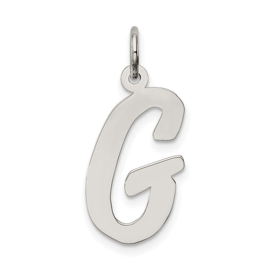 Sterling Silver Rhodium-plated Script Letter G Initial Charm QC5084G