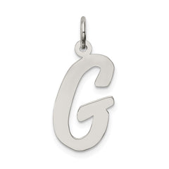 Sterling Silver Rhodium-plated Script Letter G Initial Charm QC5084G