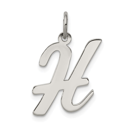 Sterling Silver Rhodium-plated Script Letter H Initial Charm QC5084H