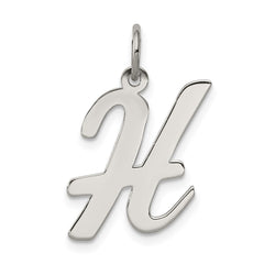 Sterling Silver Rhodium-plated Script Letter H Initial Charm QC5084H