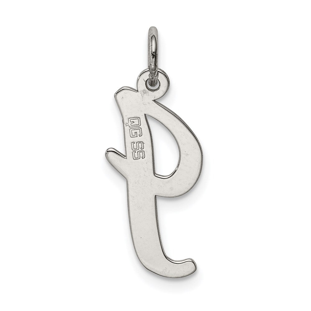 Sterling Silver Rhodium-plated Script Letter I Initial Charm QC5084I