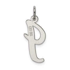 Sterling Silver Rhodium-plated Script Letter I Initial Charm QC5084I