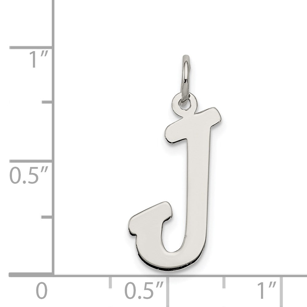 Sterling Silver Rhodium-plated Script Letter J Initial Charm QC5084J