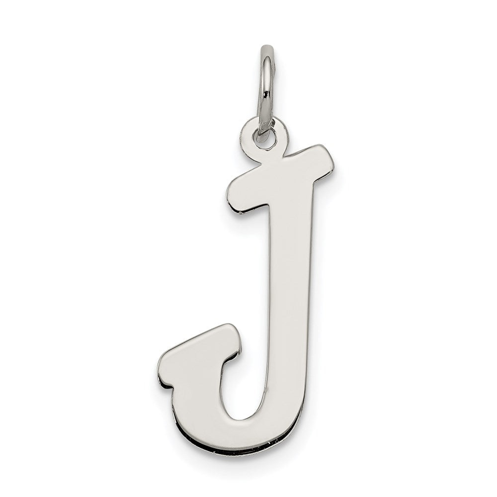 Sterling Silver Rhodium-plated Script Letter J Initial Charm QC5084J