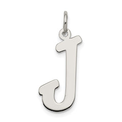 Sterling Silver Rhodium-plated Script Letter J Initial Charm QC5084J