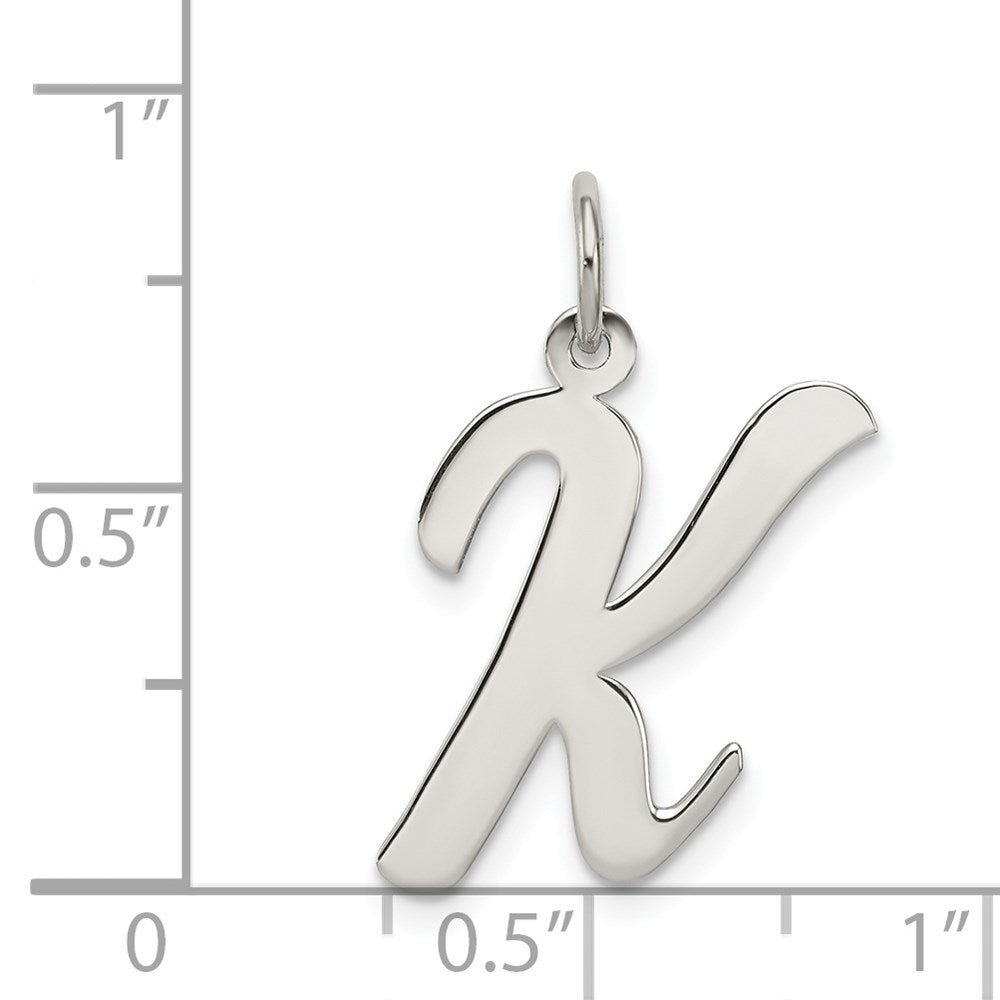 Sterling Silver Rhodium-plated Script Letter K Initial Charm QC5084K