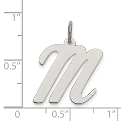 Sterling Silver Rhodium-plated Script Letter M Initial Charm QC5084M