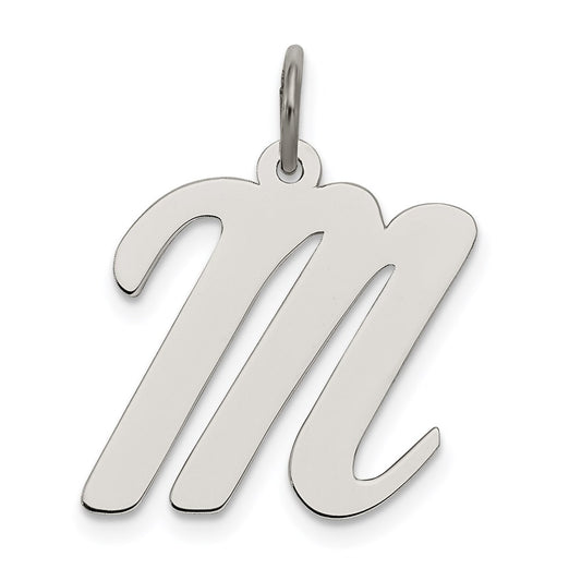 Sterling Silver Rhodium-plated Script Letter M Initial Charm QC5084M