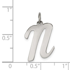 Sterling Silver Rhodium-plated Script Letter N Initial Charm QC5084N